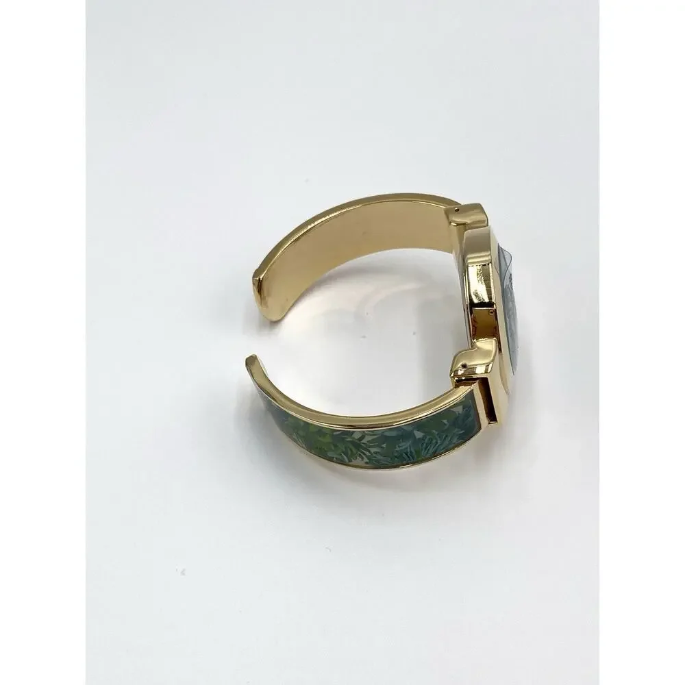 Isaac Mizrahi Live Women’s Watch Stainless Steel Green Gold Cuff New